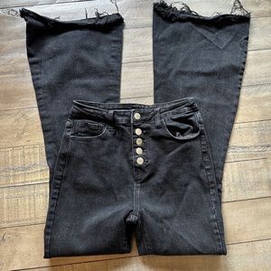 SHEIN Jeans - Size 0 - Wide - black - high rise - button up.